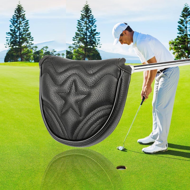 PONADA 4pcs or 1pc Golf Club Head Covers for Woods, Driver, Fairway, Hybrid – Premium PU Leather with Interchangeable Tags & Magnetic Blade and Mallet Putter Covers - Image 2